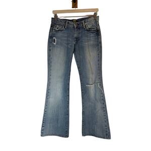 7 FOR ALL MANKIND‎ Distressed Flare Jeans Womans size 28 X 29 Low Rise Vintage